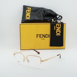Fendi FE50107F 030 Square Eyeglasses - Gold 53mm